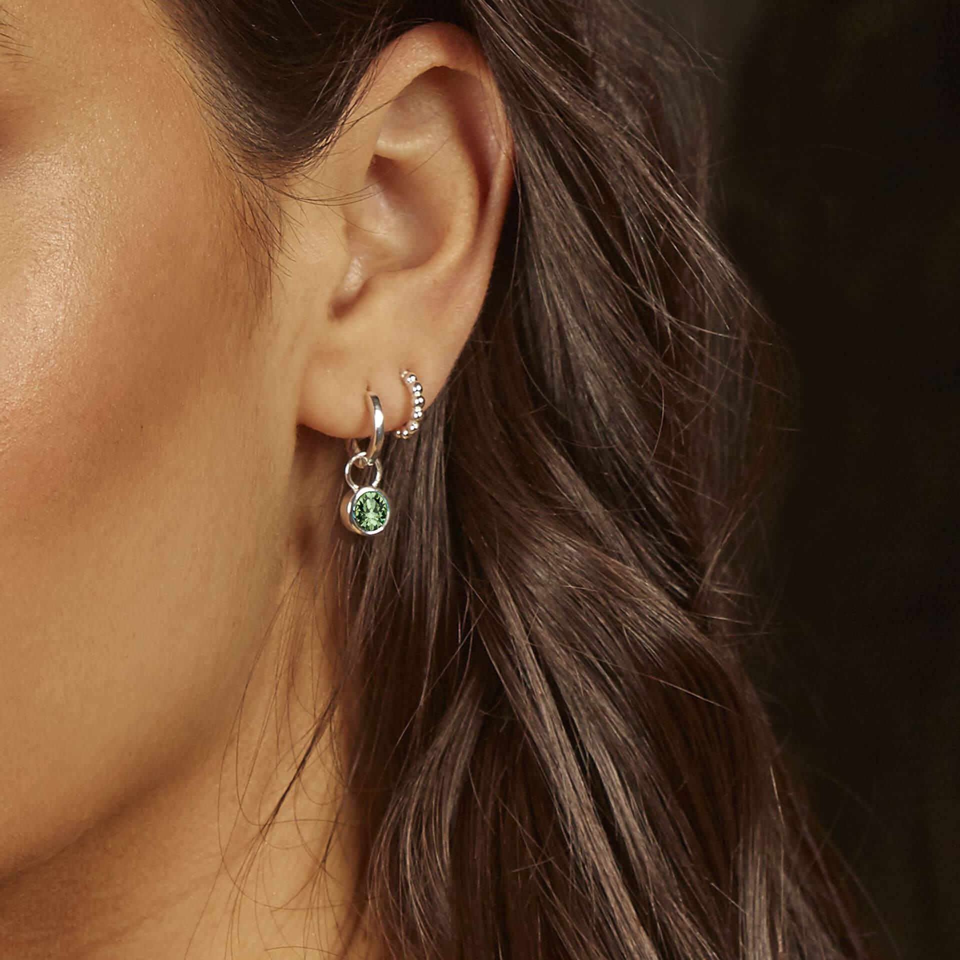 Crystal Birthstone Hoop Earring Charms