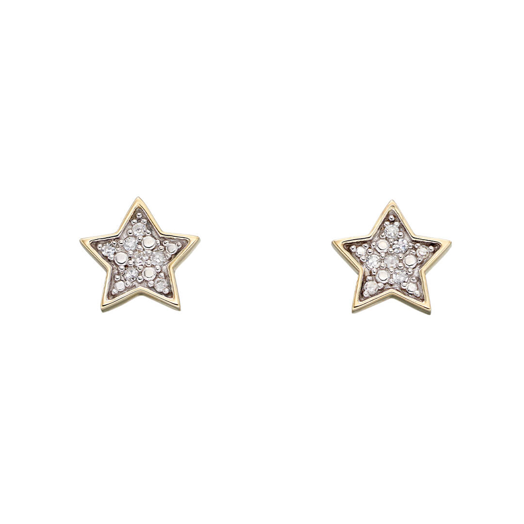 Star Stud Earrings with Diamonds