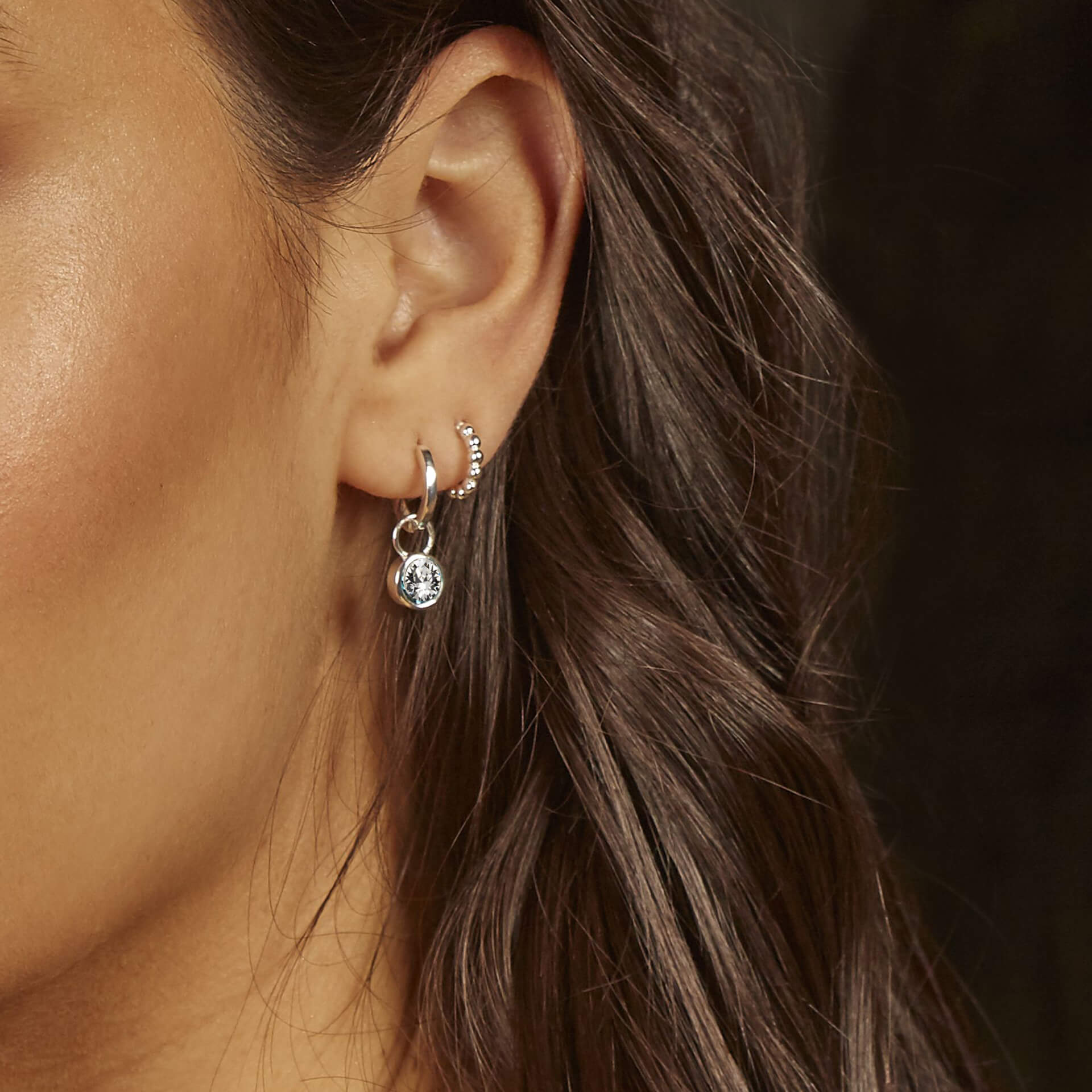Crystal Birthstone Hoop Earring Charms
