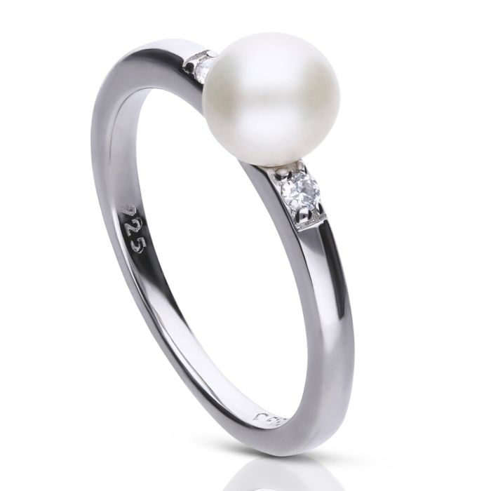 Shell Pearl Ring with Zirconia