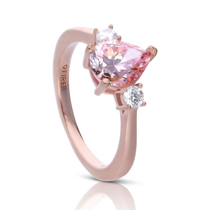 Pink Zirconia Trilogy Ring