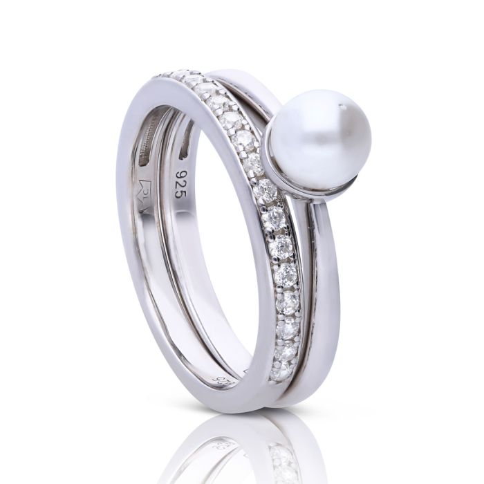 Shell Pearl and Zirconia Ring