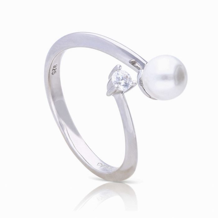 Shell Pearl and Small Zirconia Wrap Ring