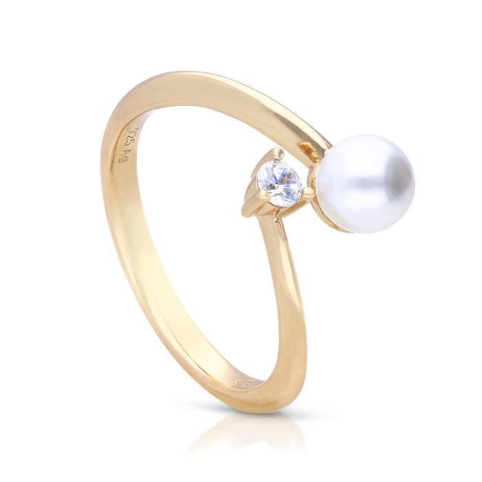 Shell Pearl and Small Zirconia Wrap Ring