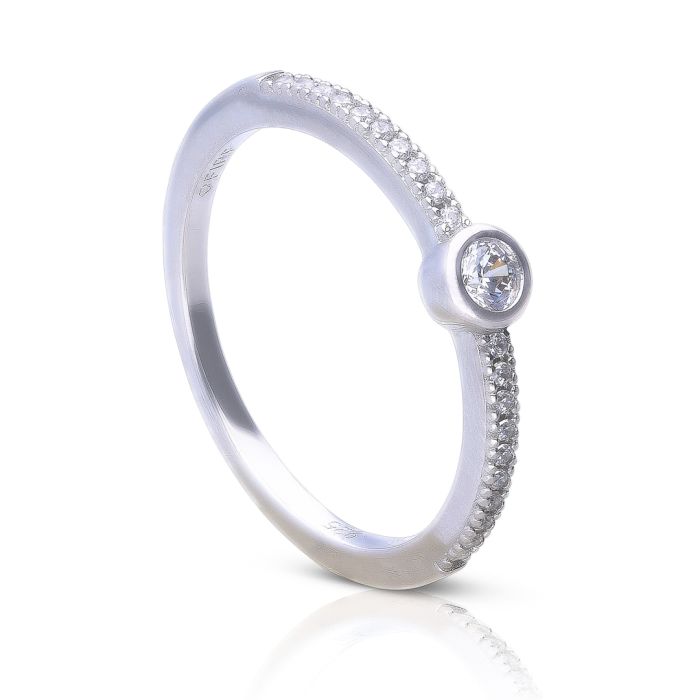 Zirconia Ring with Pave Shoulders