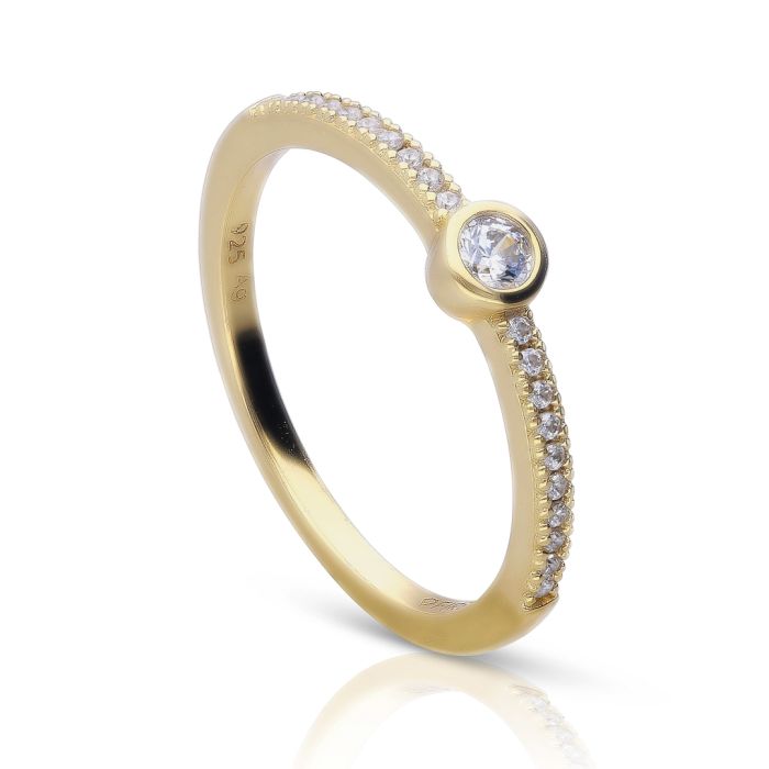 Zirconia Ring with Pave Shoulders