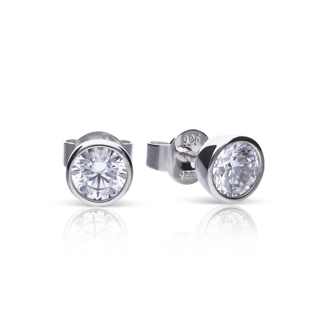 Bezel Set Solitaire Stud Earrings