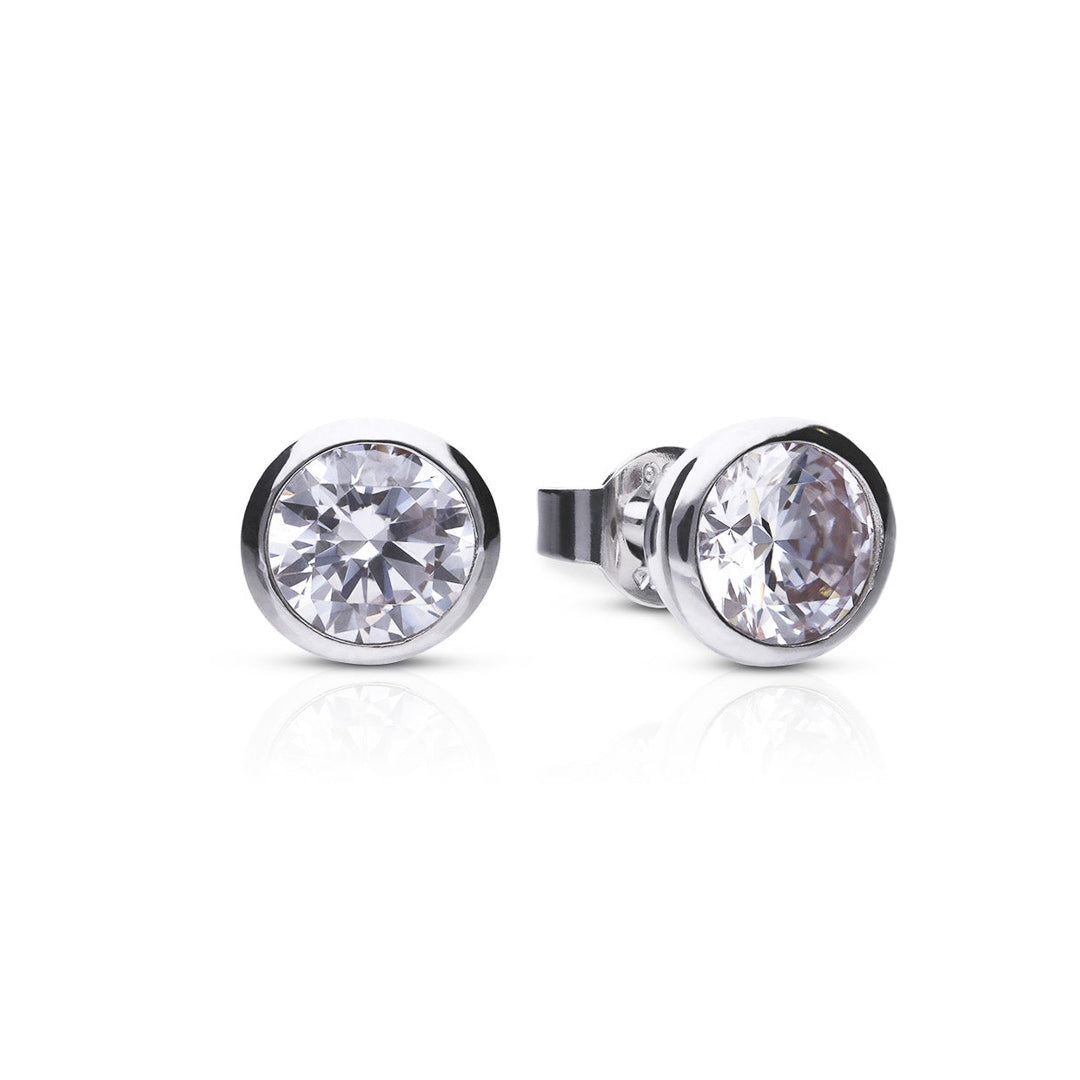 Bezel Set Solitaire Stud Earrings