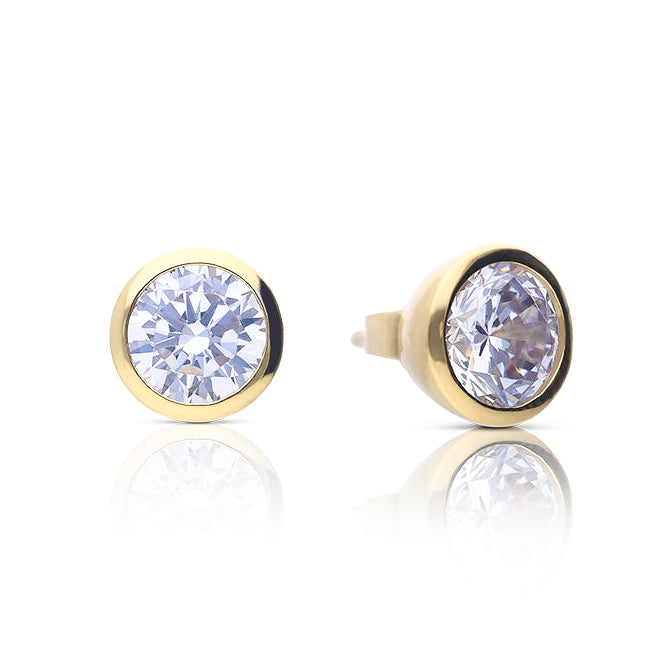 Bezel Set Solitaire Stud Earrings