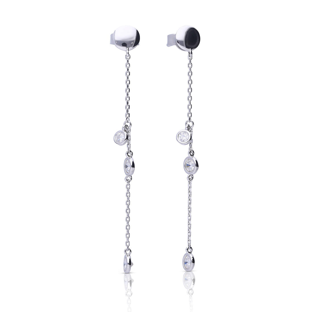 Bezel Set Zirconia Drop Earrings
