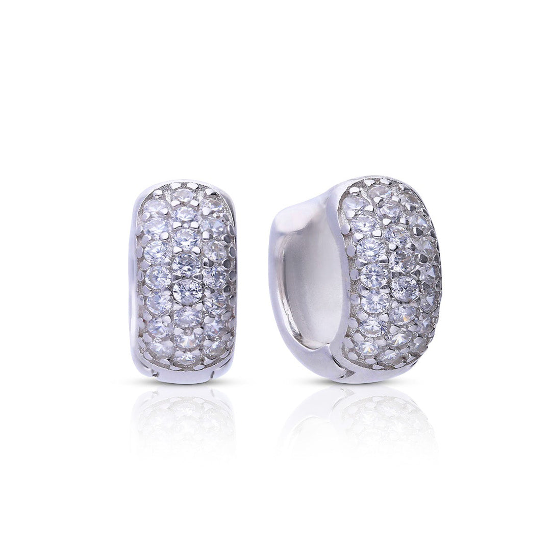 Small Pave Zirconia Huggie Earrings