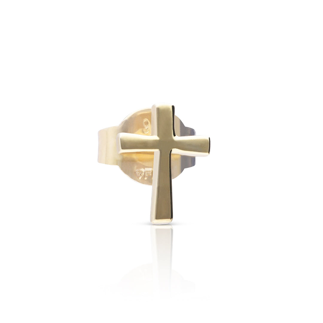 Single Plain Cross Stud Earring