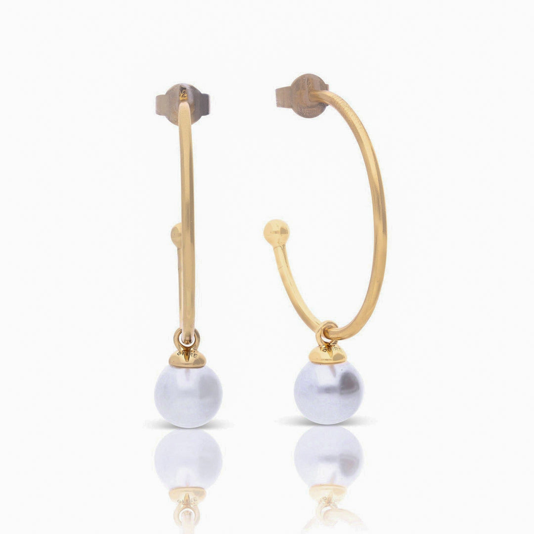 3/4 Hoop Earrings with Shell Pearl Charm
