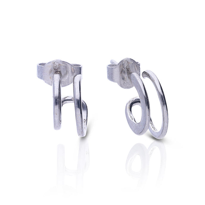 Plain Double Loop Stud Earrings