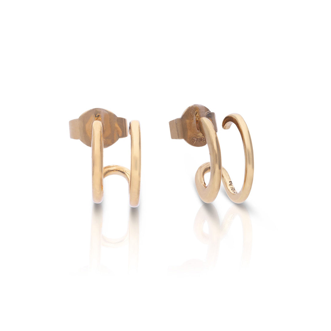 Plain Double Loop Stud Earrings