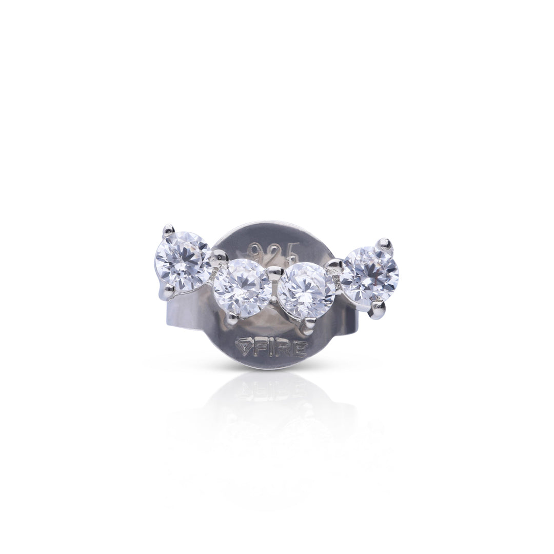 Single Four Stone Crawler Stud Earring