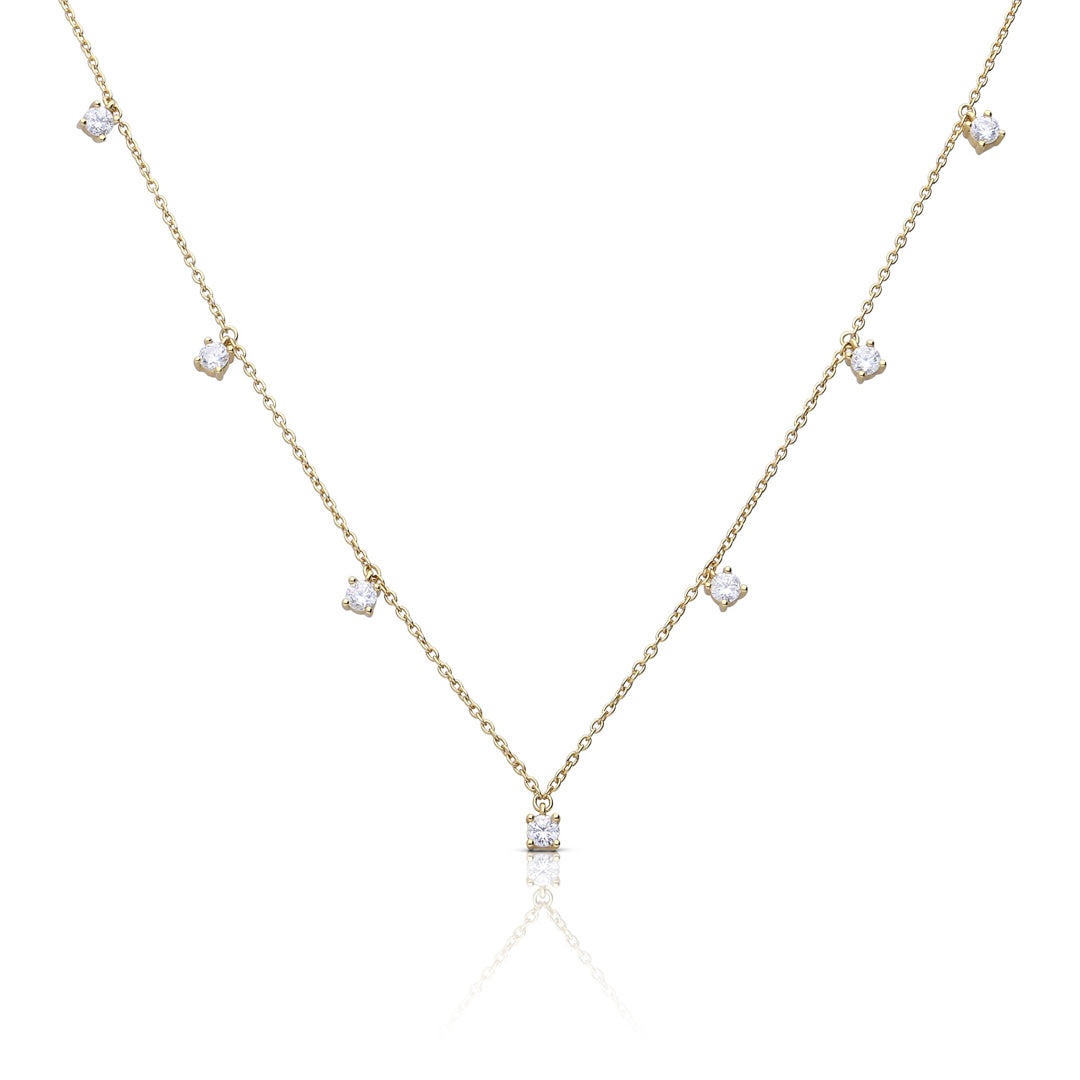 Claw Set Zirconia Station Necklace
