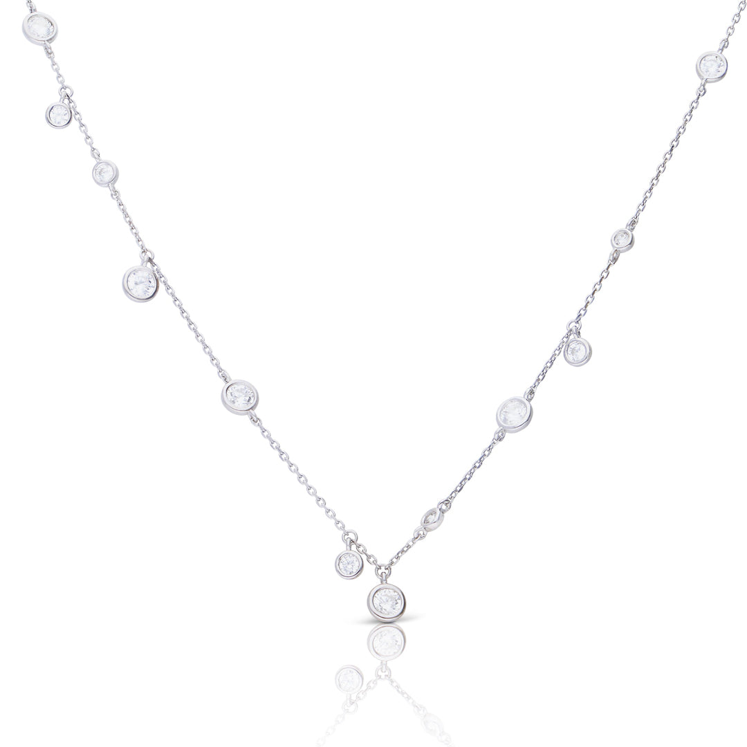 Bezel Set Zirconia Station Necklace