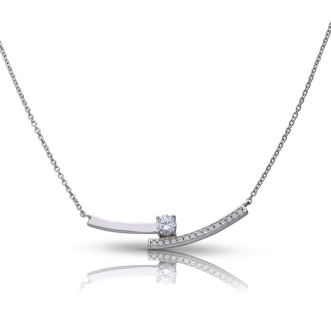 Plain and Pave Bar Necklace