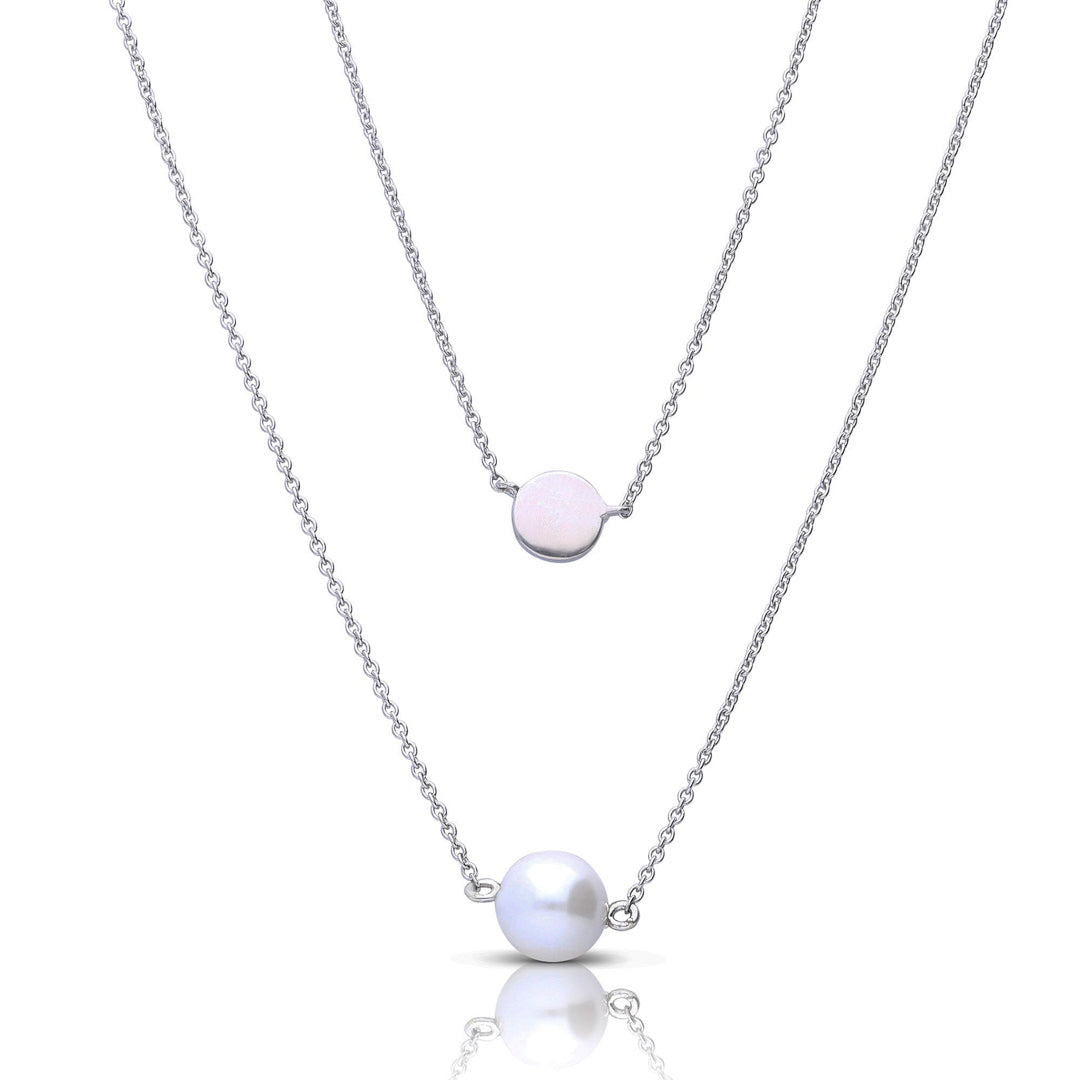 Double Chain Necklace with Shell Pearl