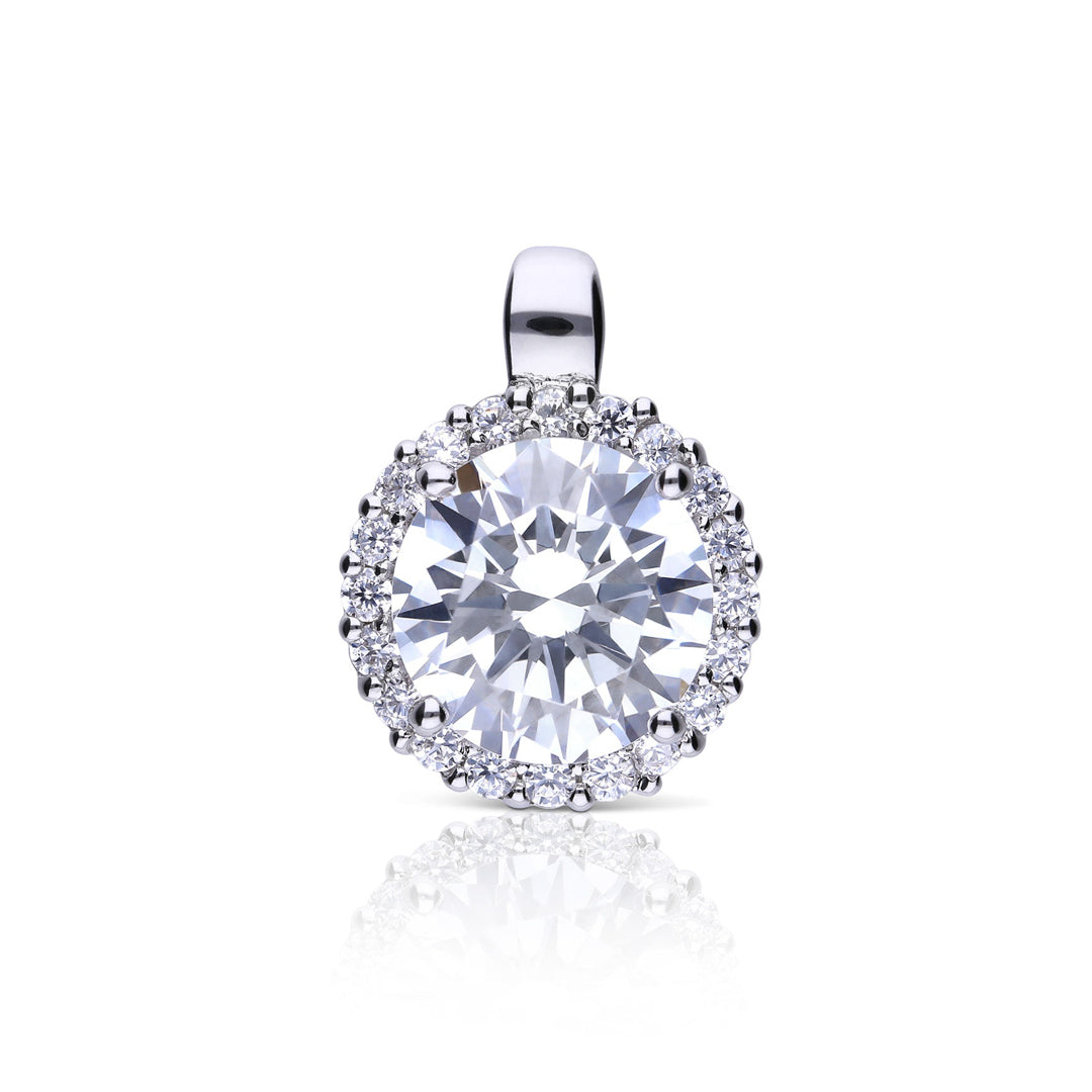 Round Zirconia Halo Pendant