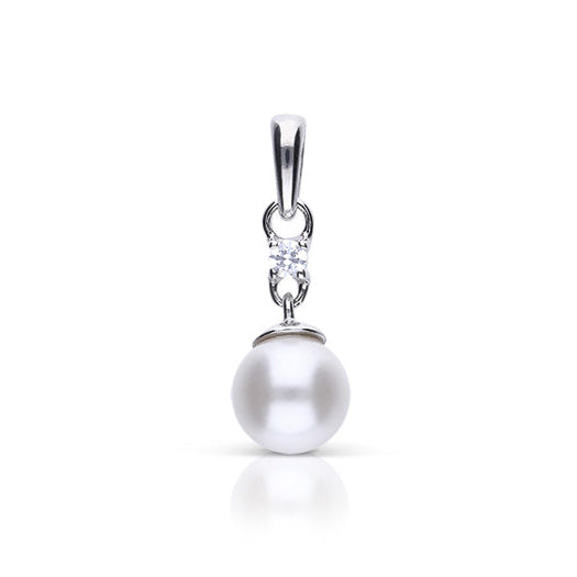 Shell Pearl and Zirconia Drop Pendant