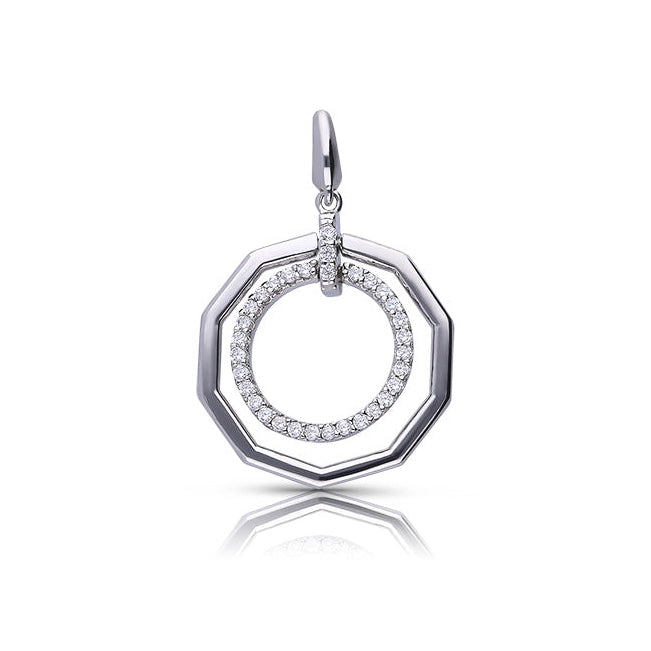 Pendant with Pave and Plain Circles