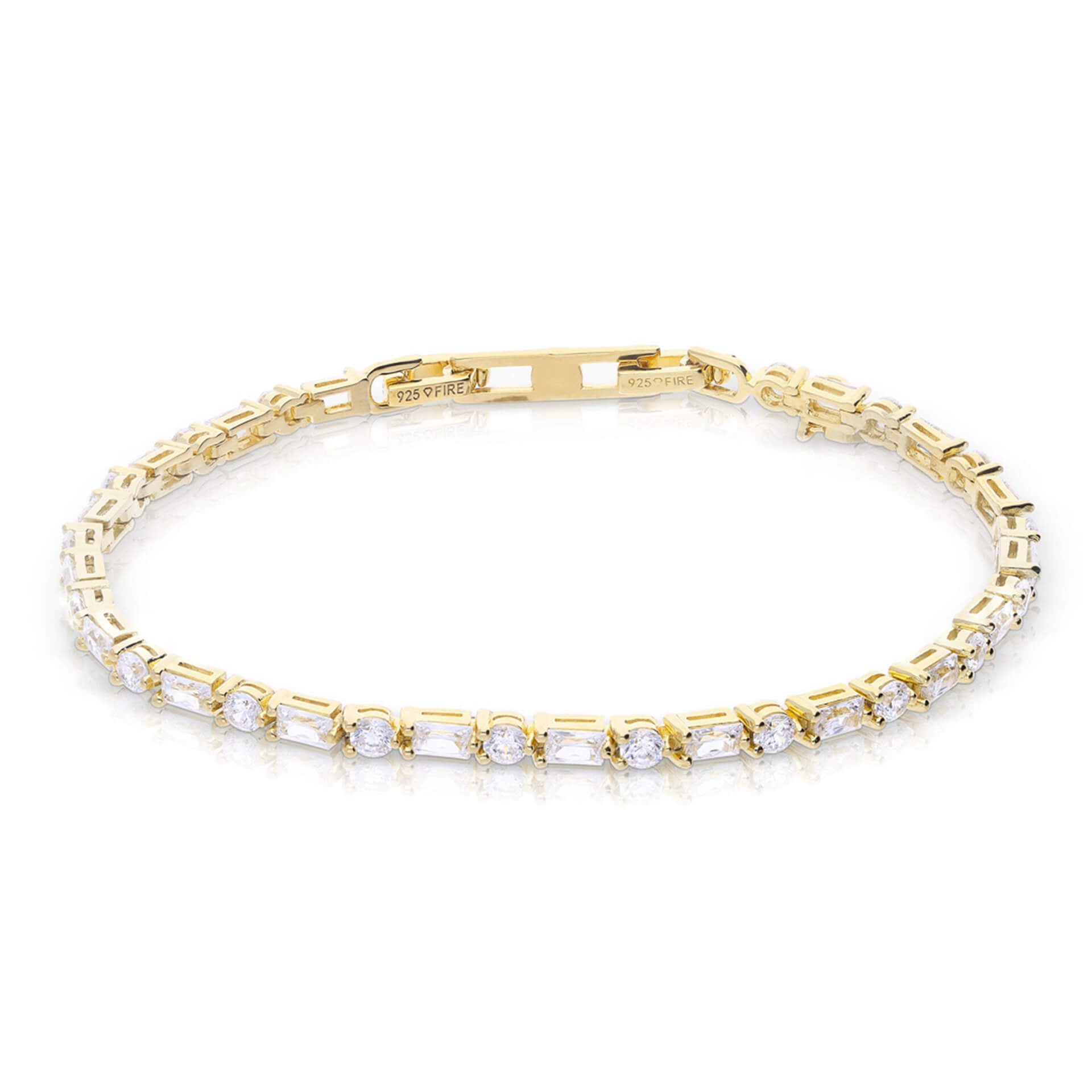 Baguette and Round Zirconia Bracelet