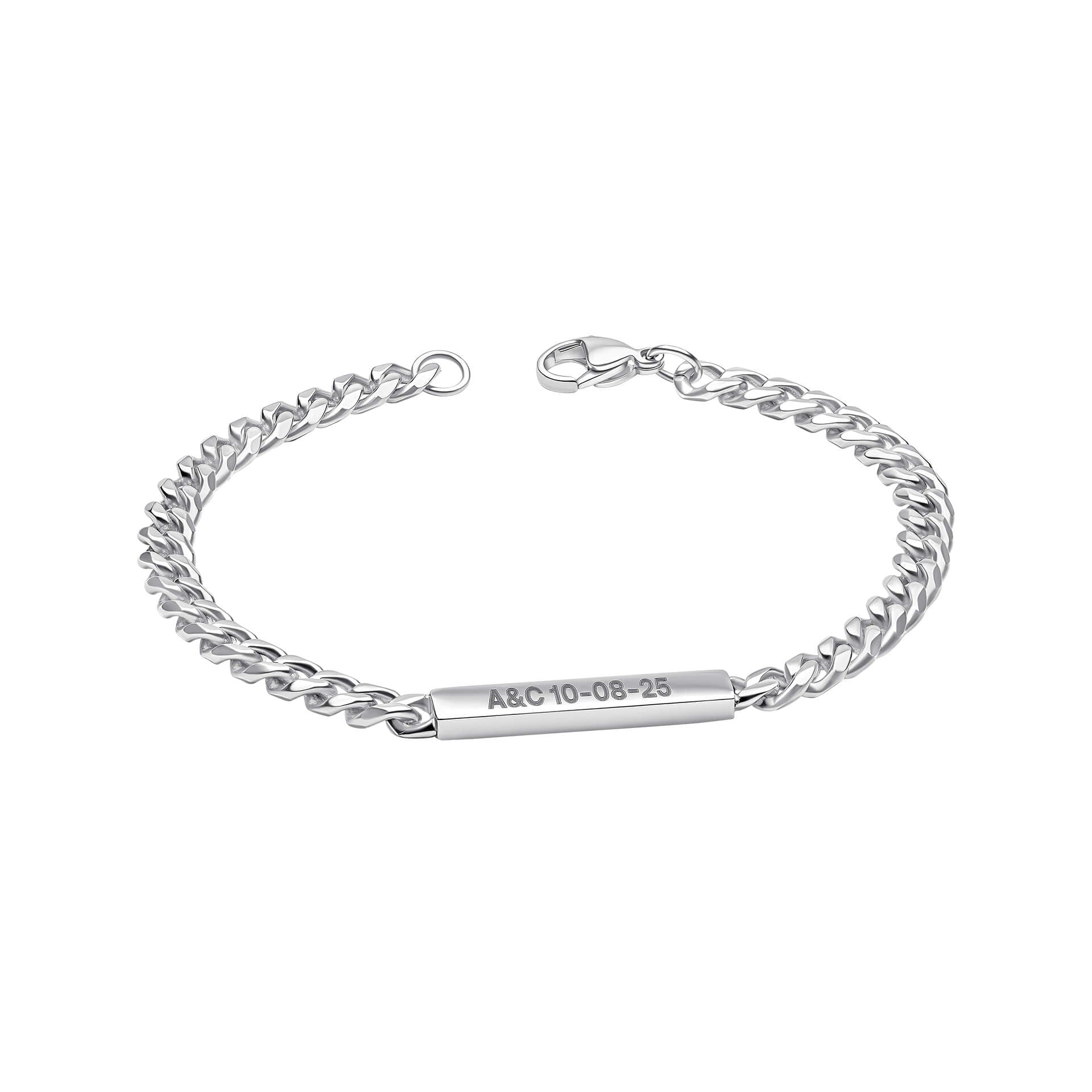 Chain Bracelet with Engravable Bar