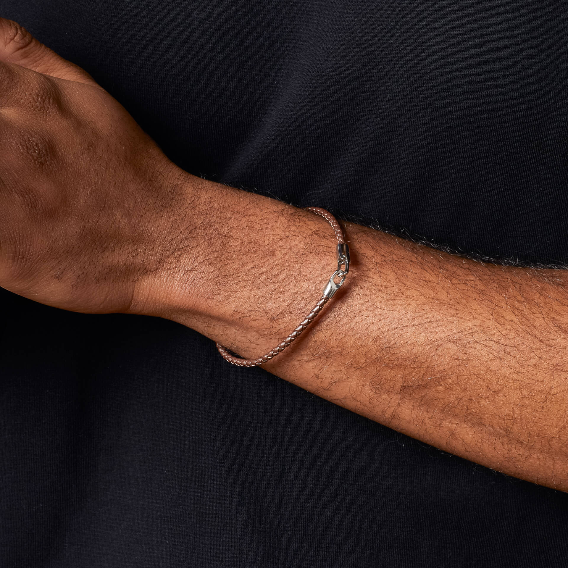 Ultra-Thin Braided Leather Bracelet