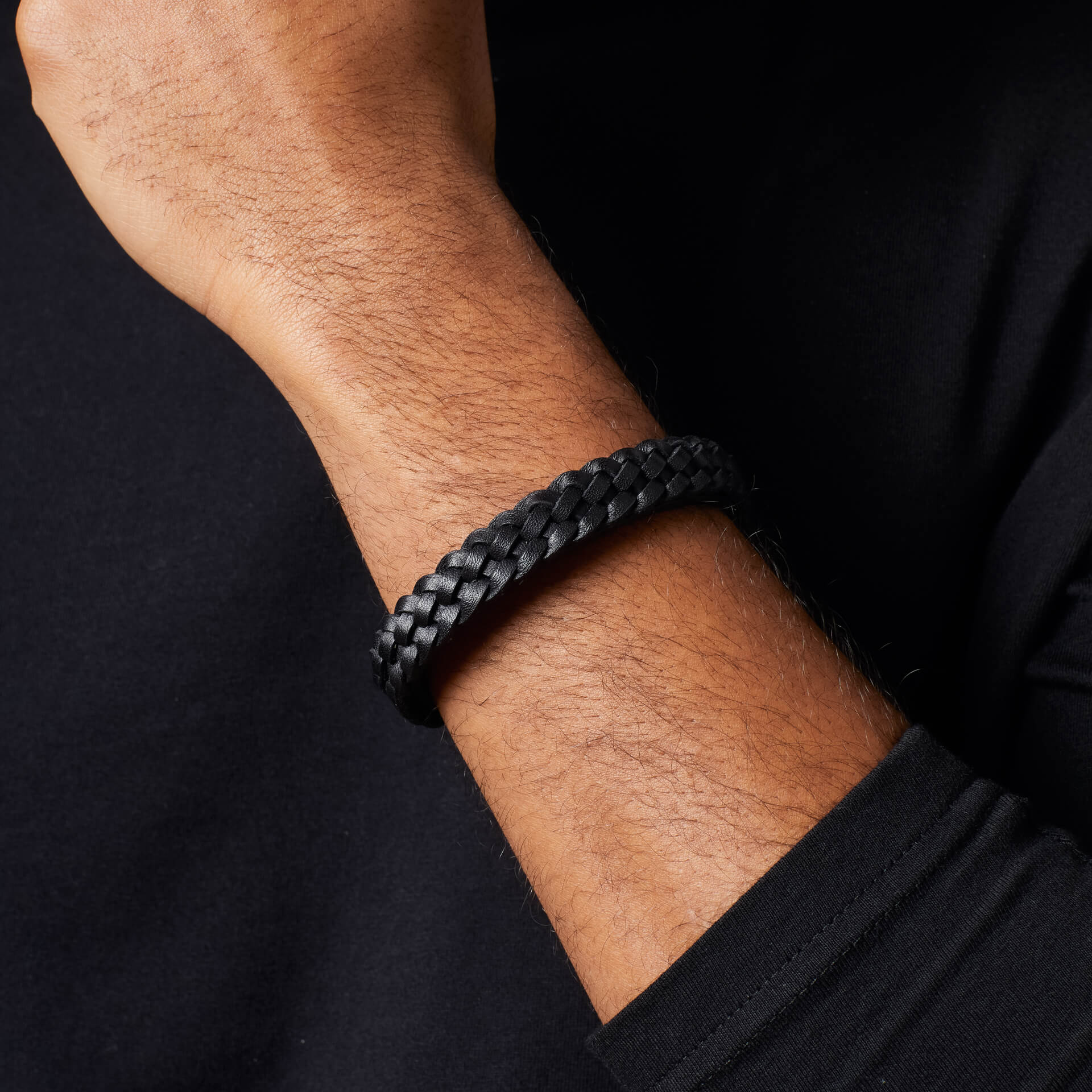 Black Braided Leather Bracelet
