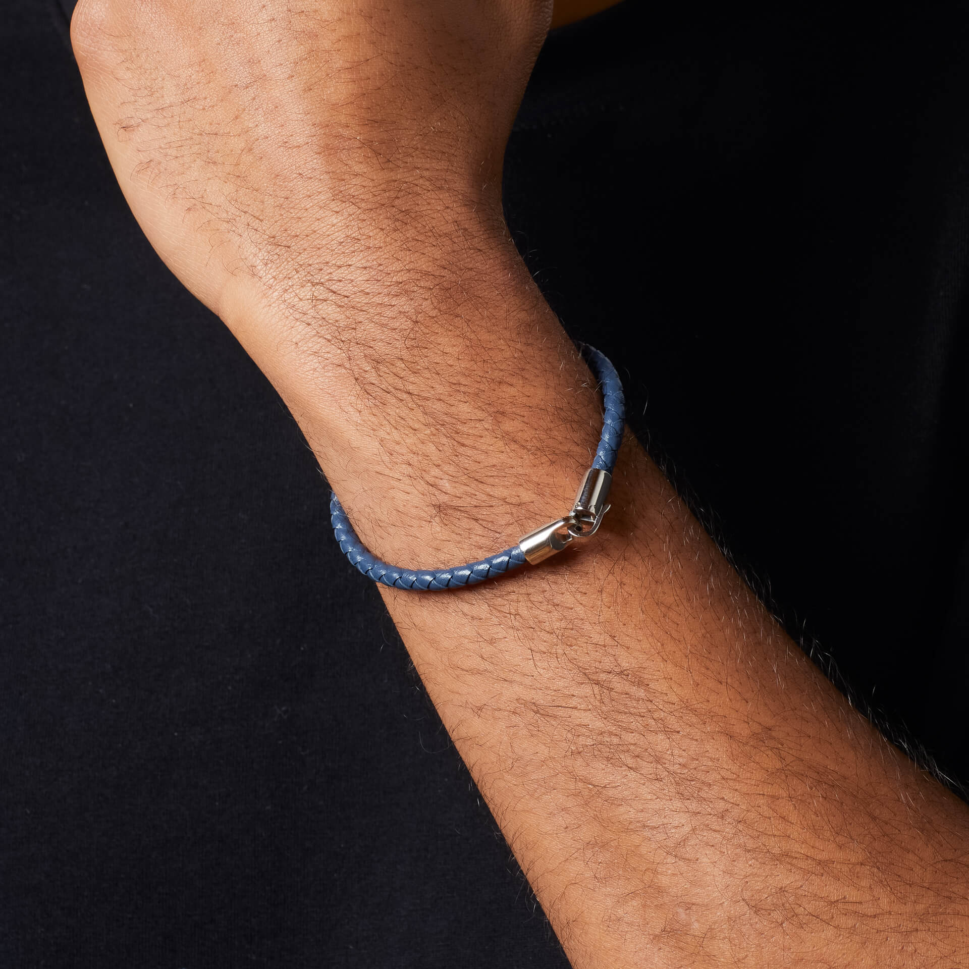 Braided Leather and Hook Clasp Bracelet