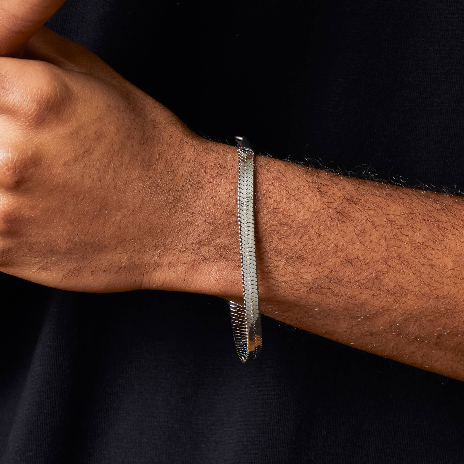 Stainless Steel Herringbone Chain Bracelet