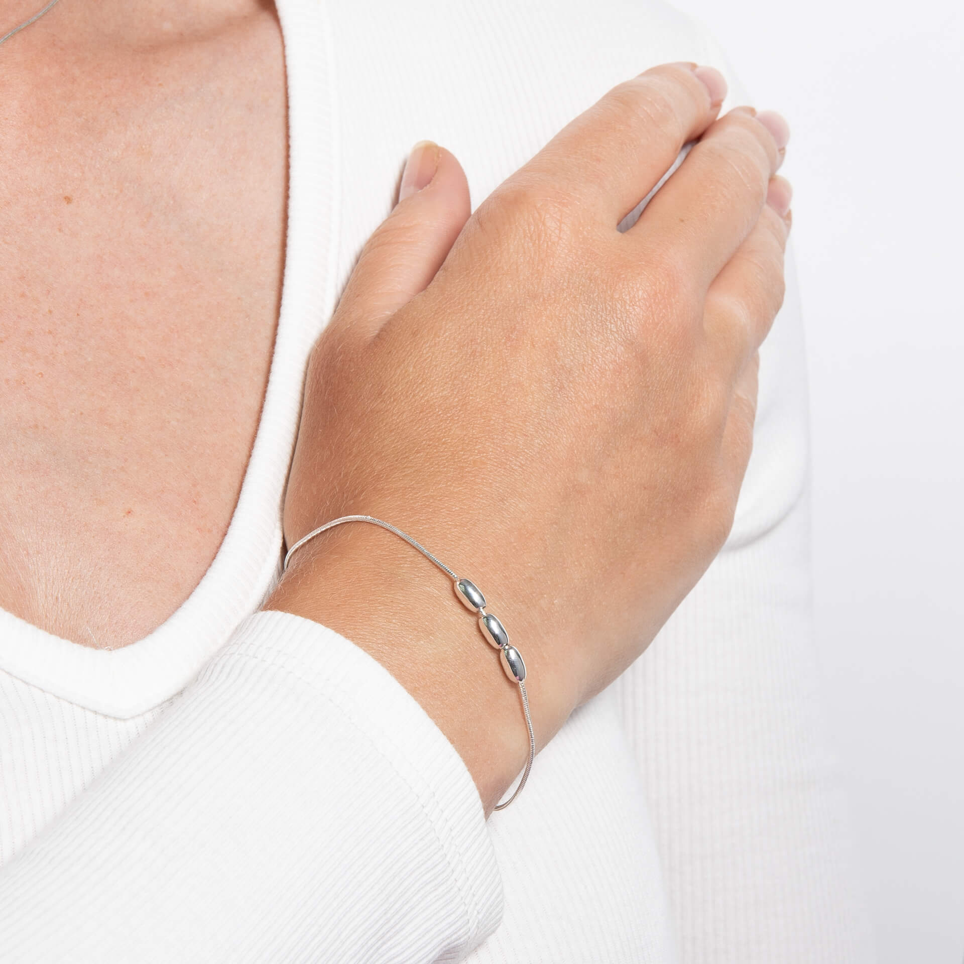 Three Bead Snake Chain Bracelet
