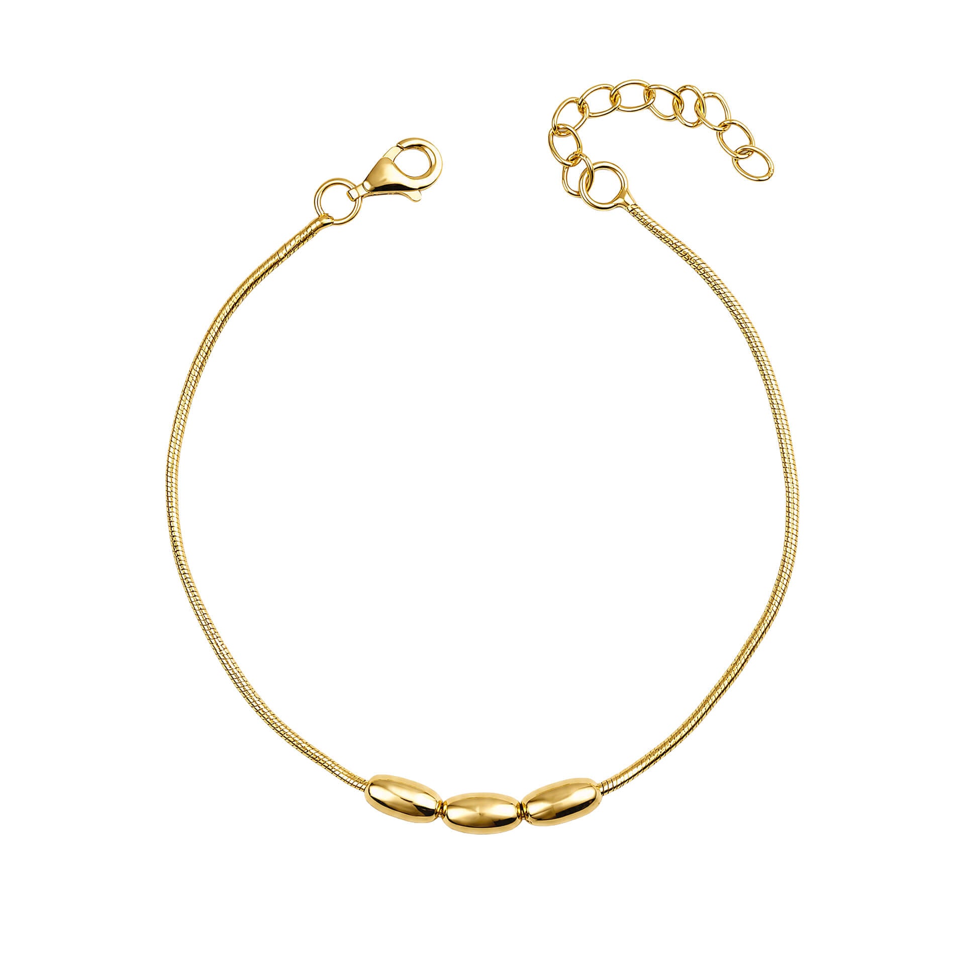Three Bead Snake Chain Bracelet