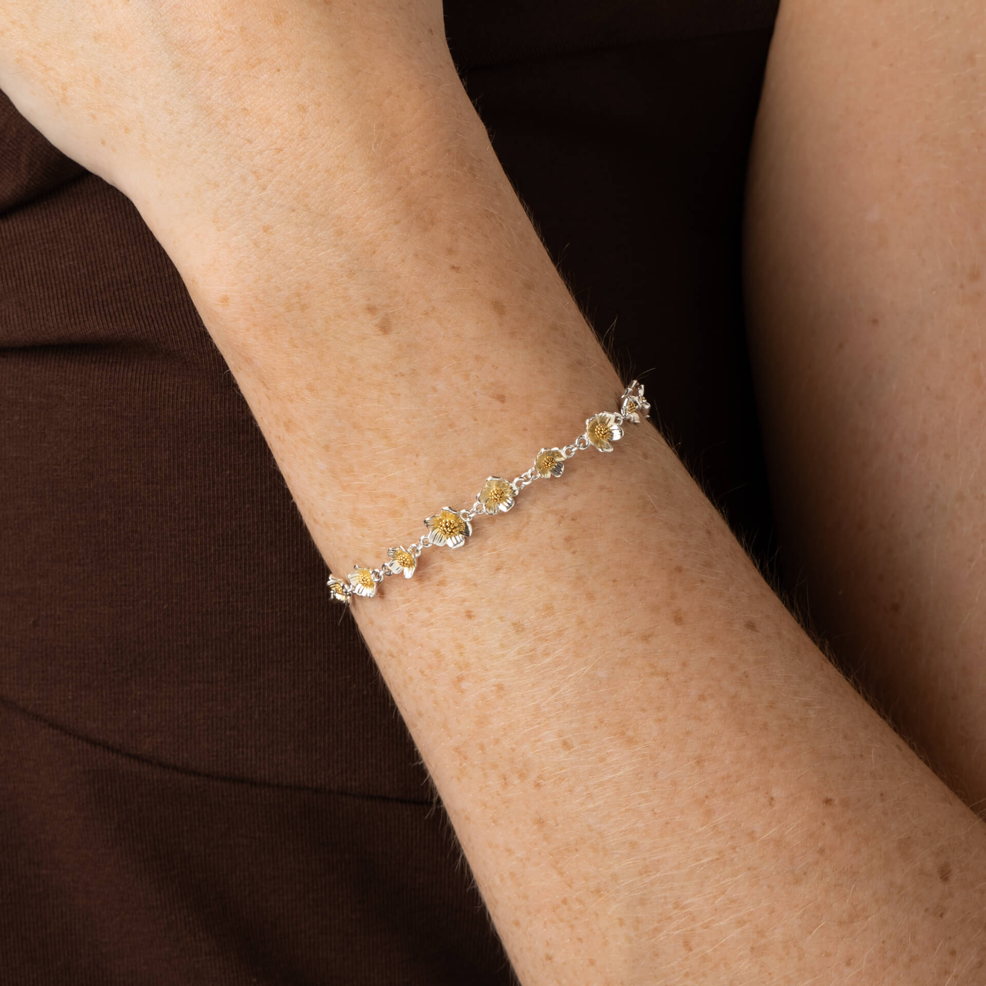 Mathilde Mural Two Tone Floral Tennis Bracelet