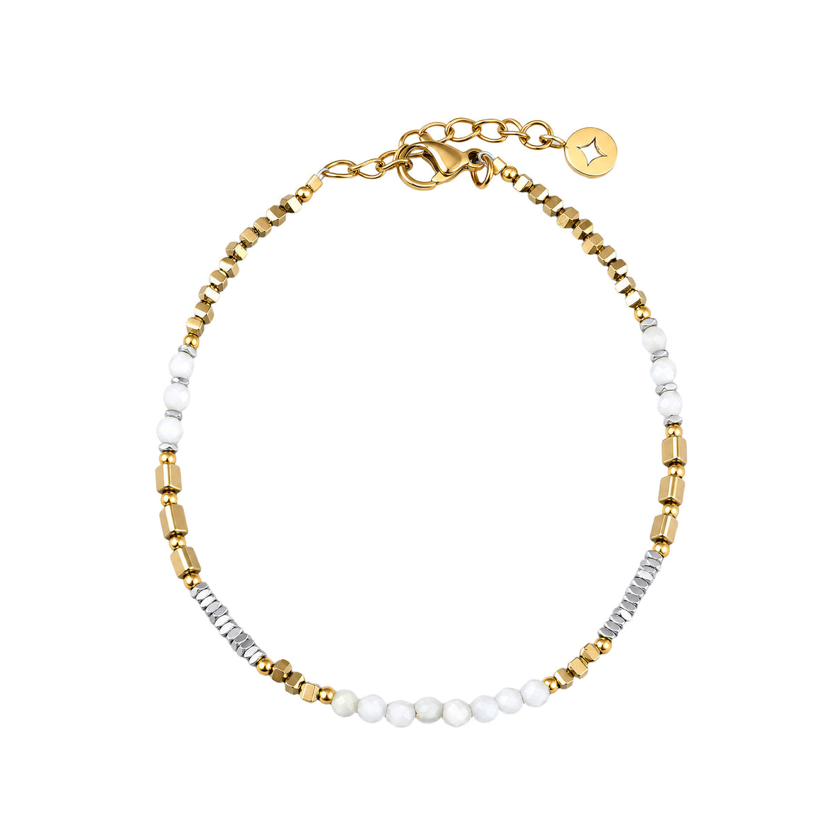 Semi-Precious and Steel Mixed Bead Bracelet