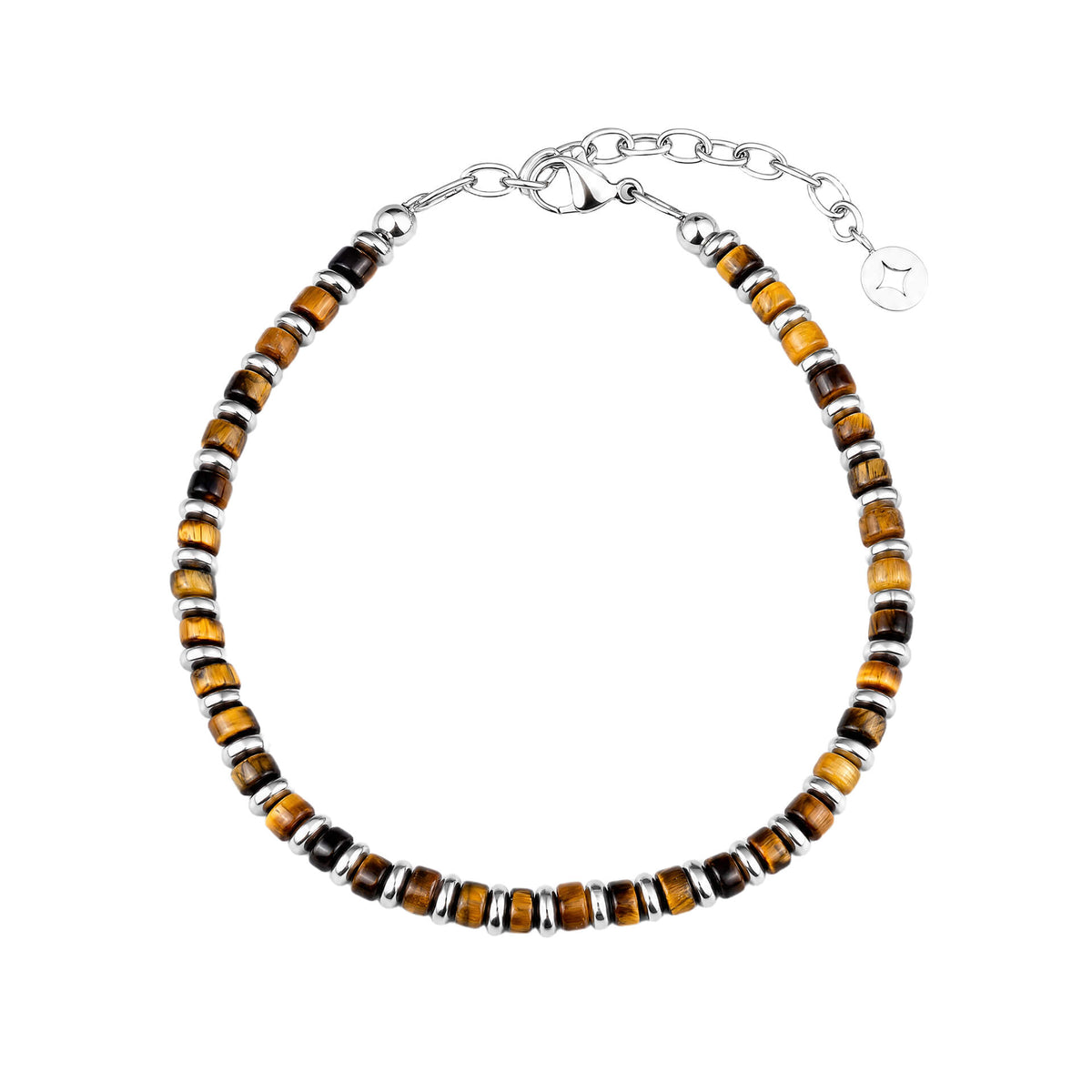 Semi-Precious and Steel Disc Bead Bracelet