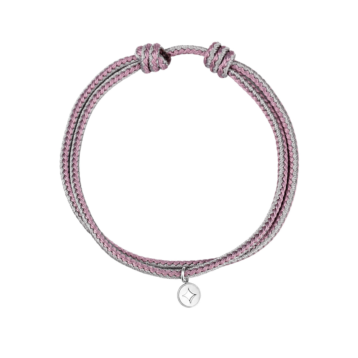 Woven Cord Bracelet with Steel Charm