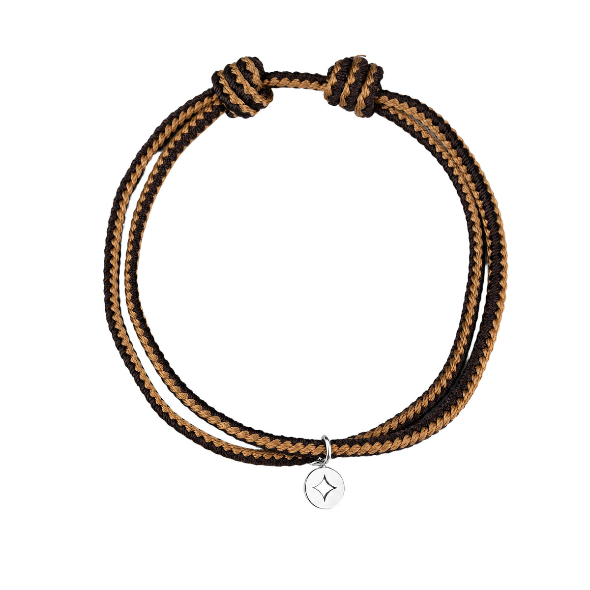 Woven Cord Bracelet with Steel Charm