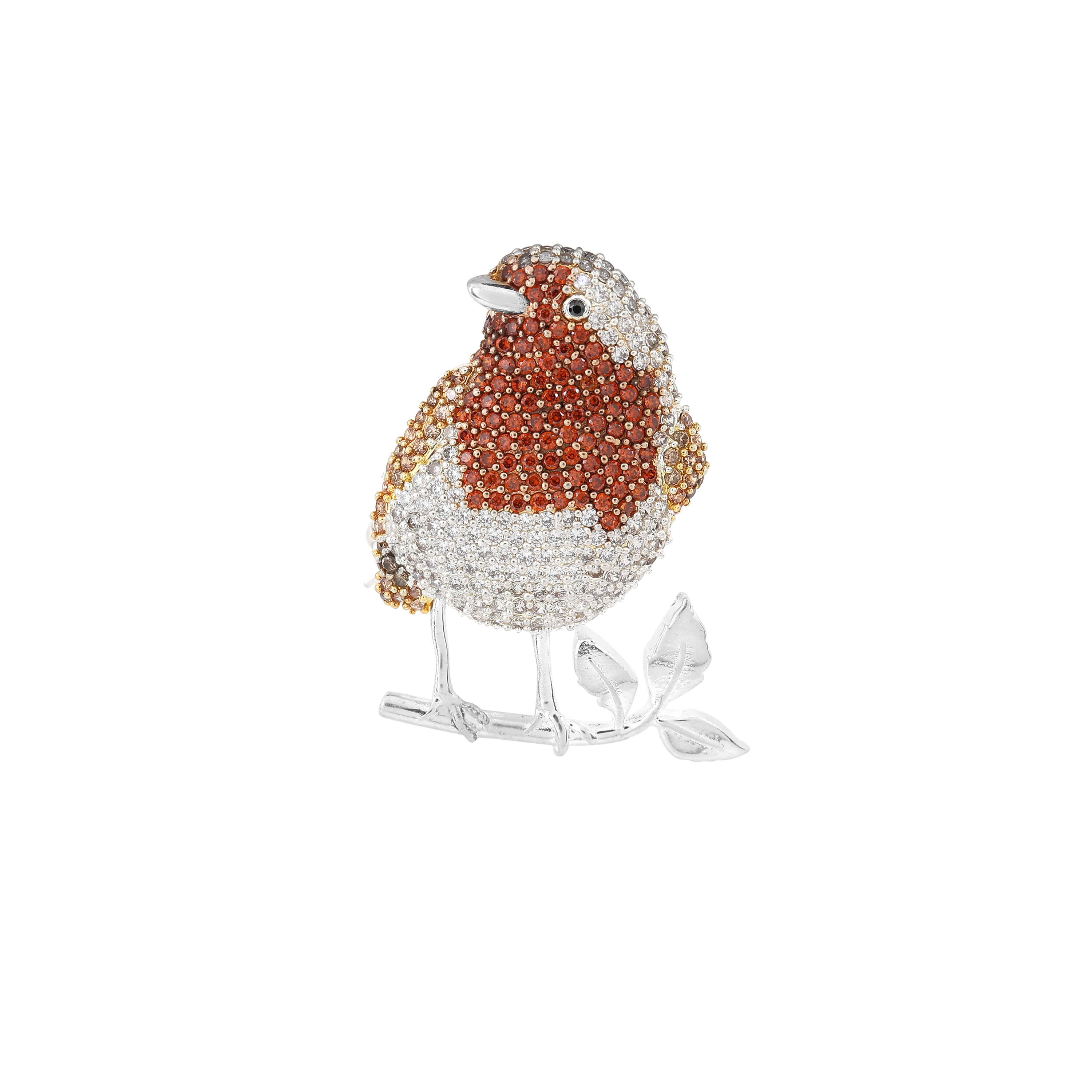 Crystal Robin Brooch