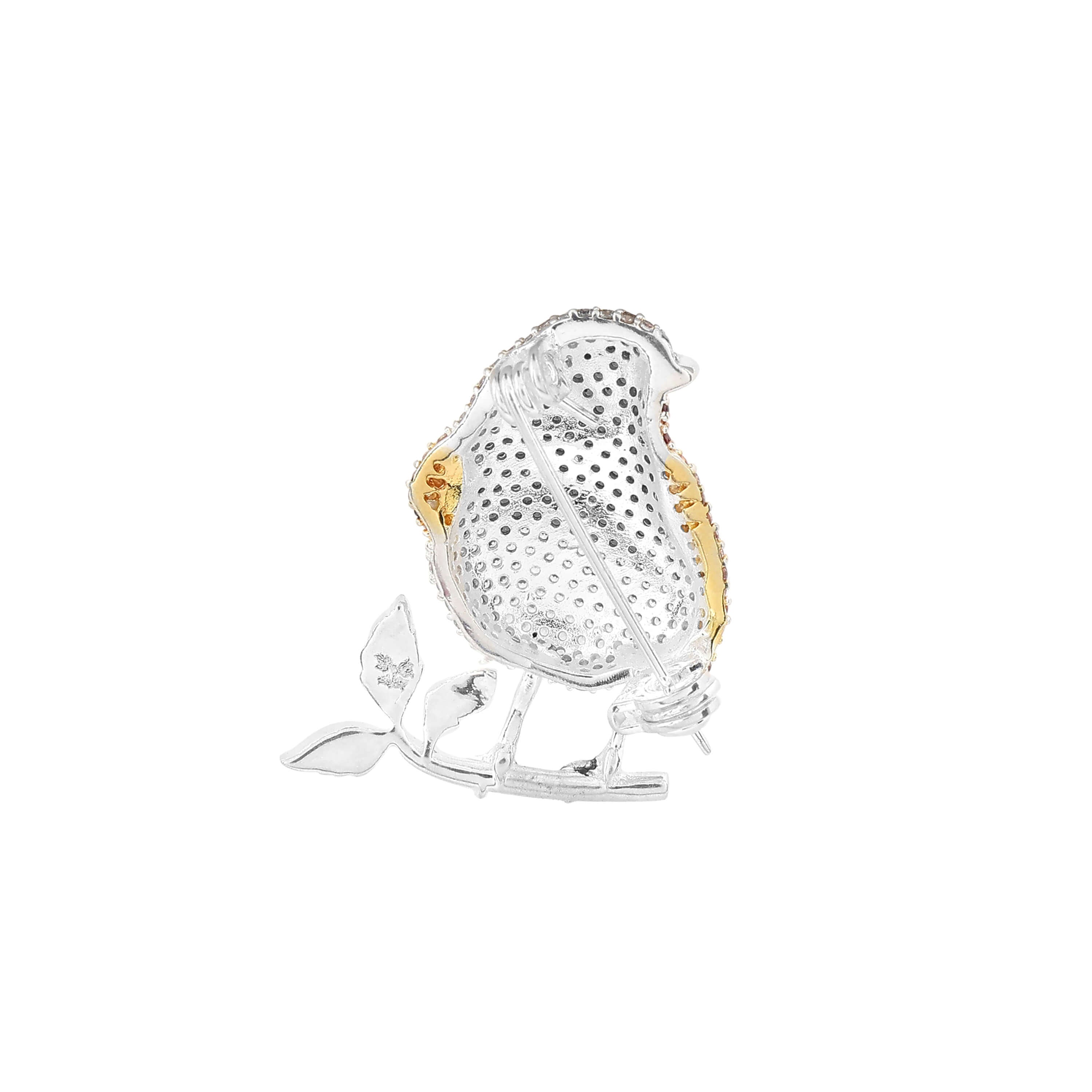 Crystal Robin Brooch