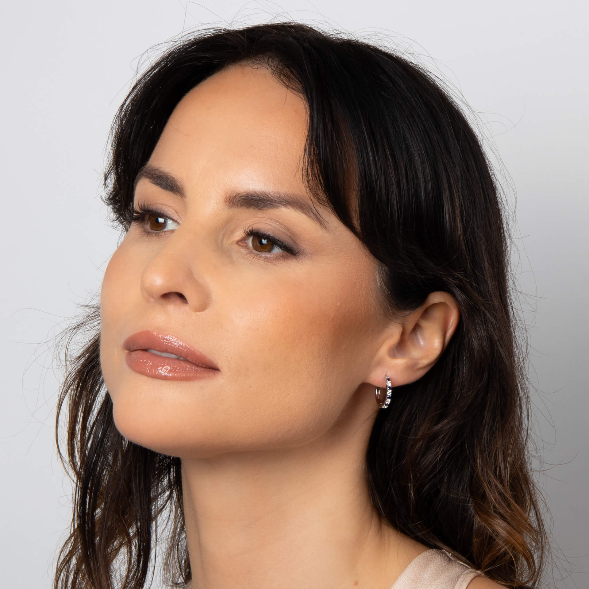 Two Tone Zirconia Hoop Earrings