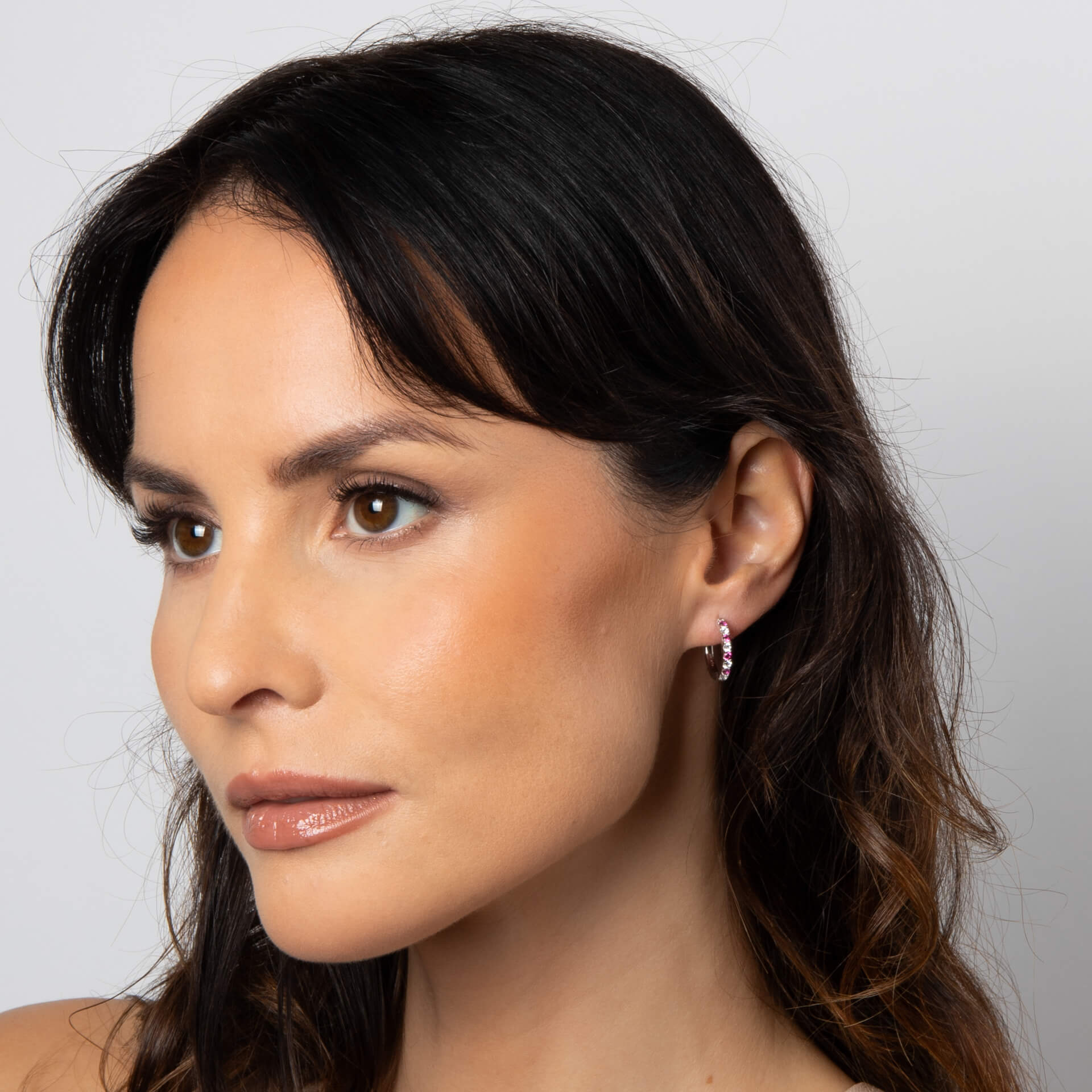 Two Tone Zirconia Hoop Earrings