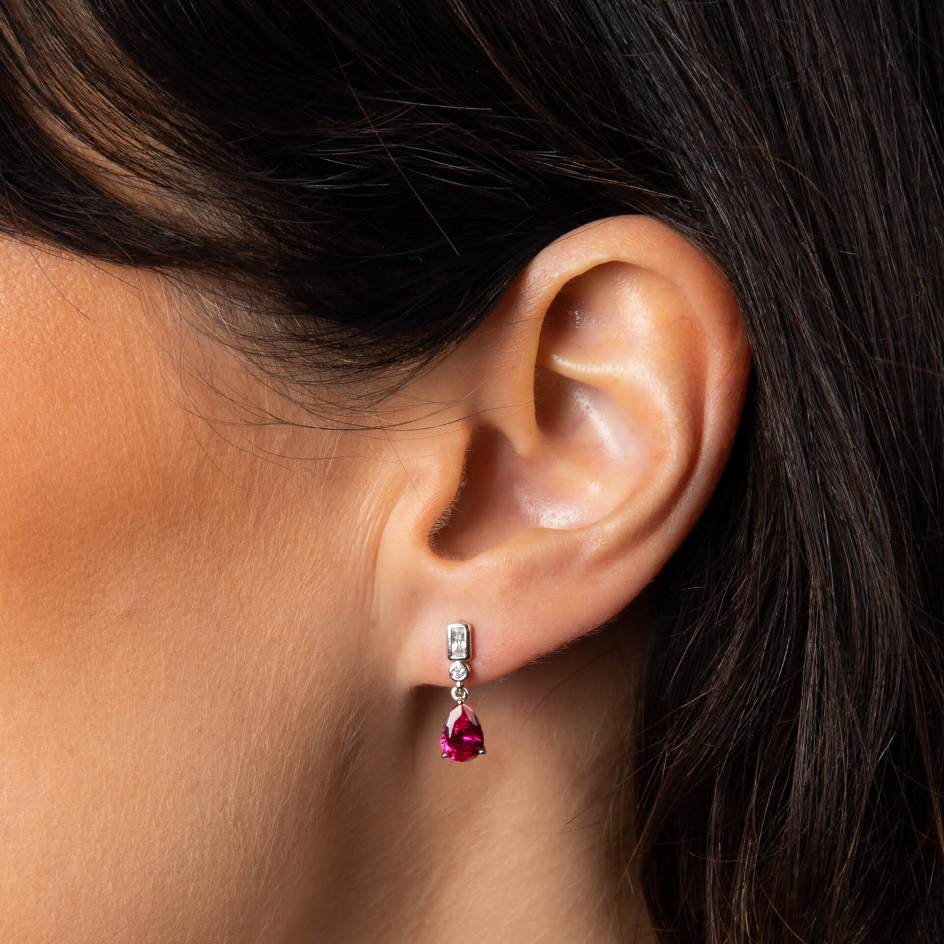 Bezel and Teardrop Earrings