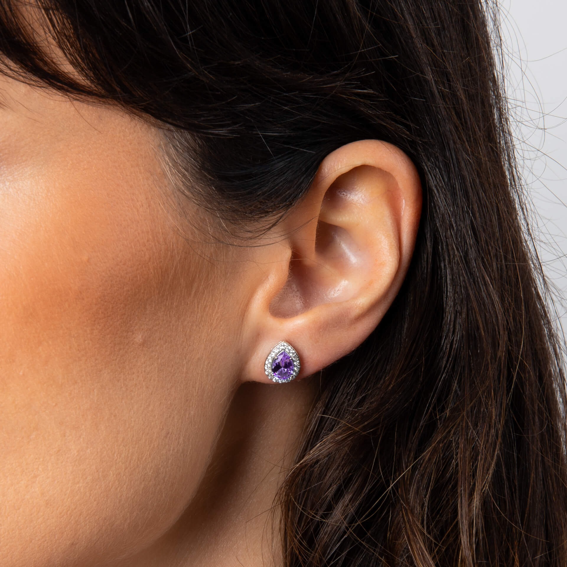 Zirconia Halo Teardrop Stud Earrings