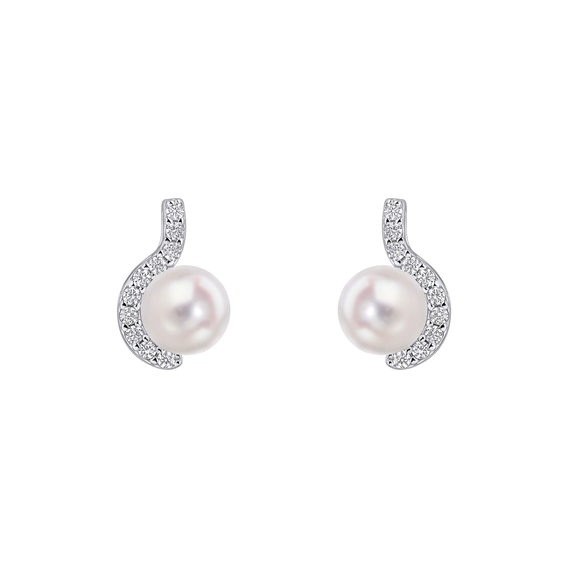 Half Halo Pearl Stud Earrings