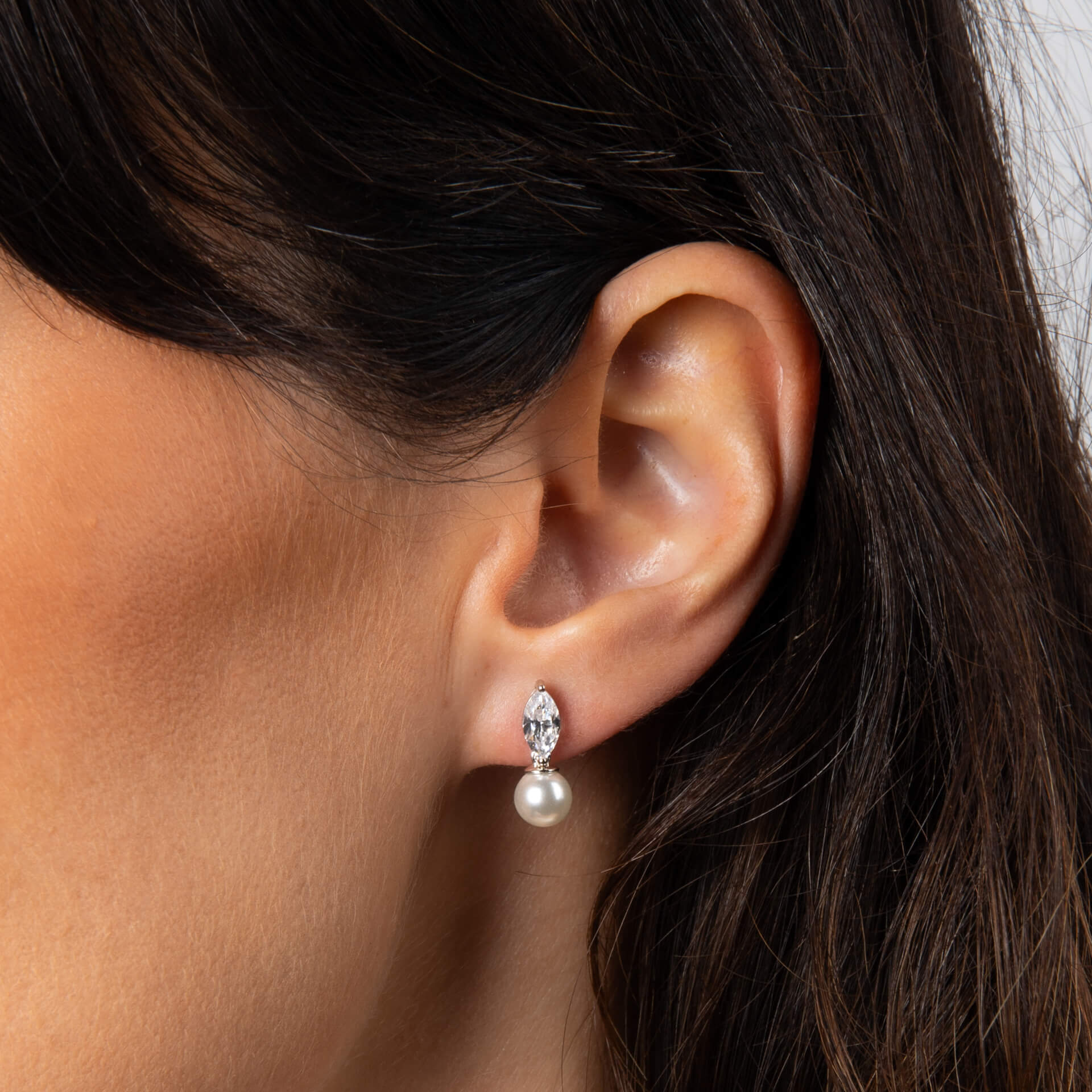 Marquise Pearl Drop Stud Earrings