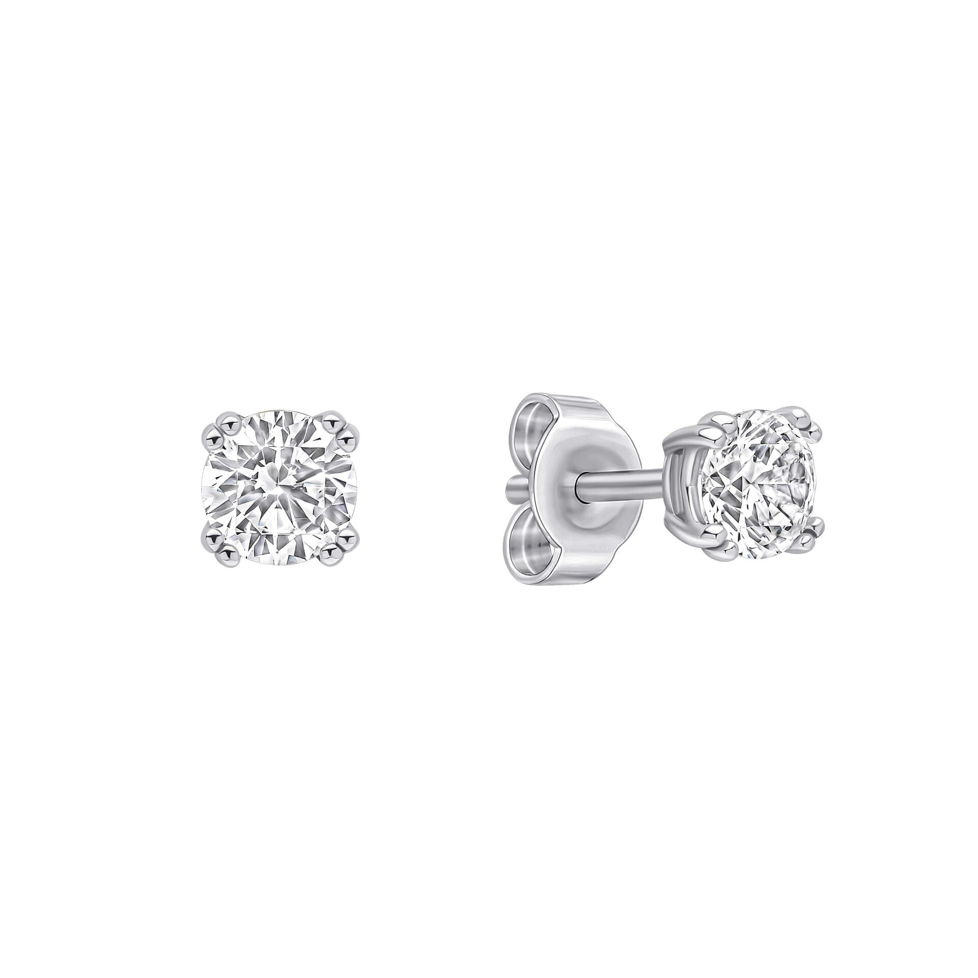Double Claw Solitaire Stud Earrings