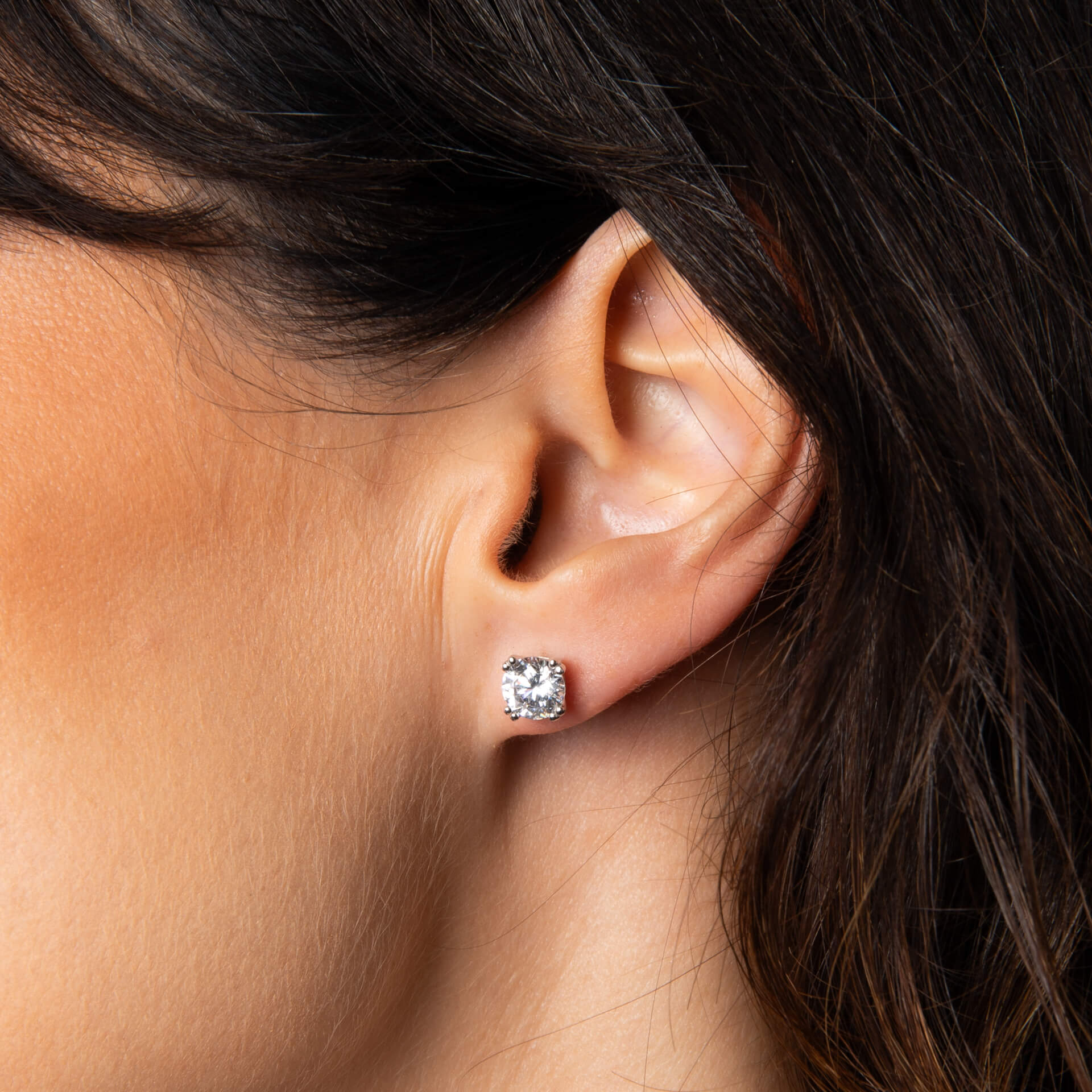 Double Claw Solitaire Stud Earrings